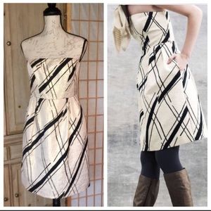 Anthropologie Strapless Gold Black Cocktail Dress